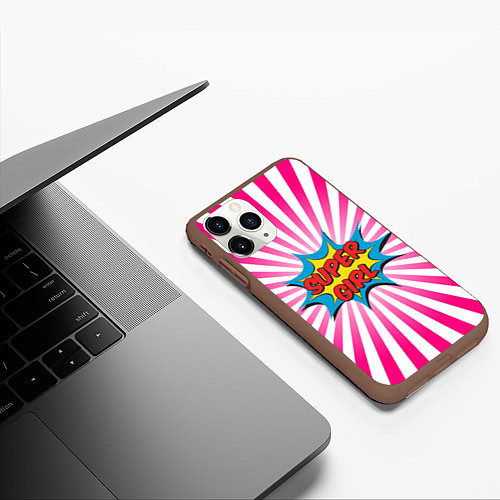 Чехол iPhone 11 Pro матовый Super Girl / 3D-Коричневый – фото 3