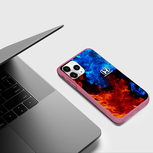 Чехол iPhone 11 Pro матовый HONDA / 3D-Малиновый – фото 3