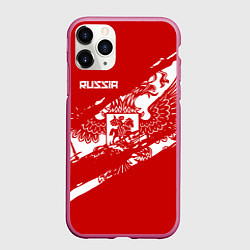 Чехол iPhone 11 Pro матовый Russia, цвет: 3D-малиновый