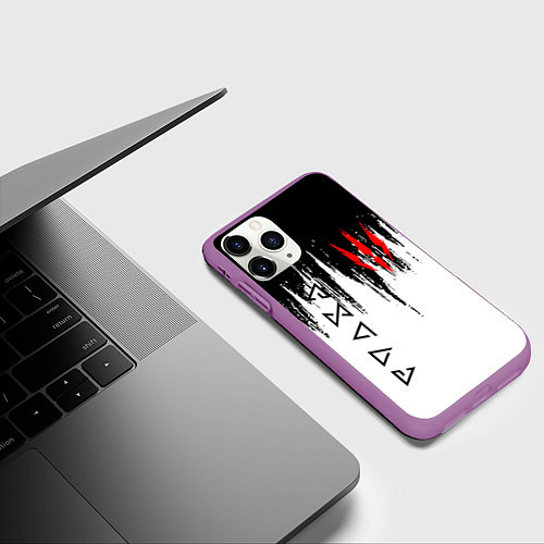 Чехол iPhone 11 Pro матовый The Witcher / 3D-Фиолетовый – фото 3