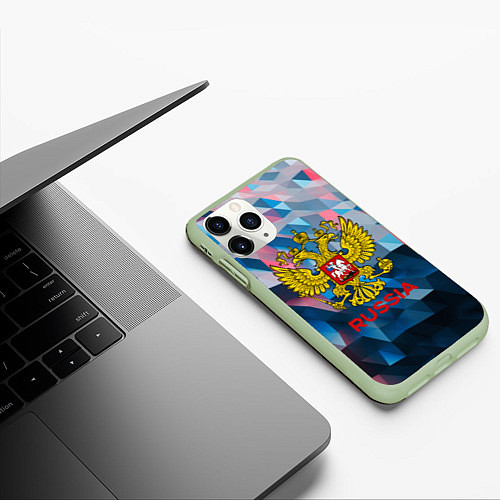 Чехол iPhone 11 Pro матовый RUSSIA / 3D-Салатовый – фото 3