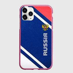Чехол iPhone 11 Pro матовый RUSSIA SPORT, цвет: 3D-малиновый