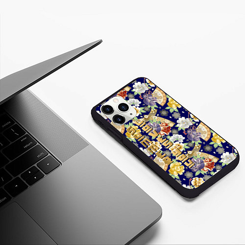 Чехол iPhone 11 Pro матовый Пионы Японии Summer Loves You / 3D-Черный – фото 3