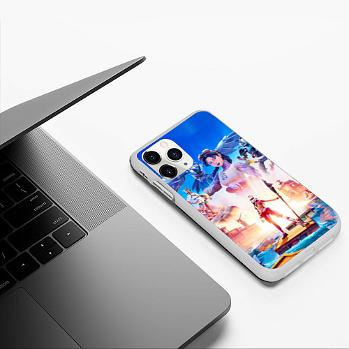 Чехол iPhone 11 Pro матовый FORTNITE / 3D-Белый – фото 3