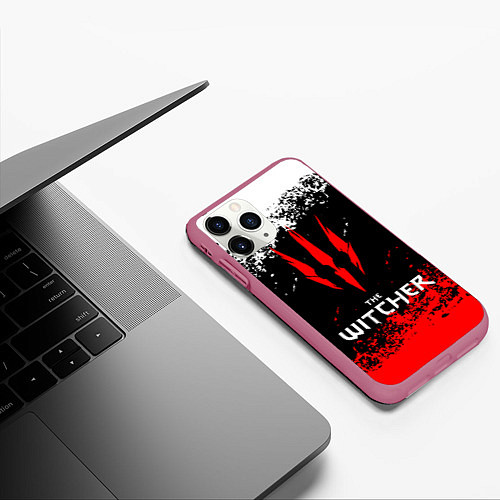 Чехол iPhone 11 Pro матовый The Witcher / 3D-Малиновый – фото 3