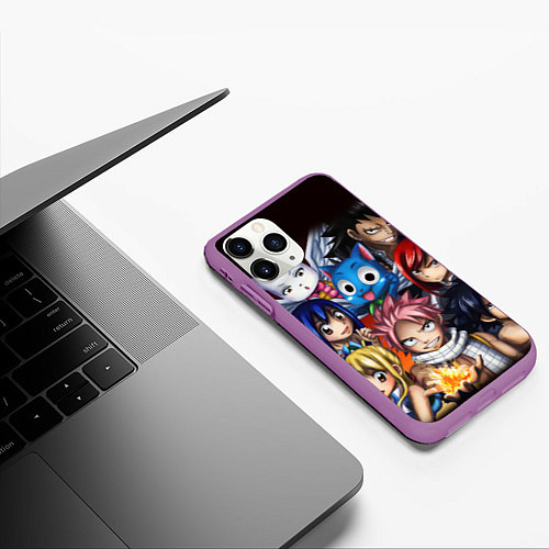 Чехол iPhone 11 Pro матовый FAIRY TAIL ХВОСТ ФЕИ / 3D-Фиолетовый – фото 3