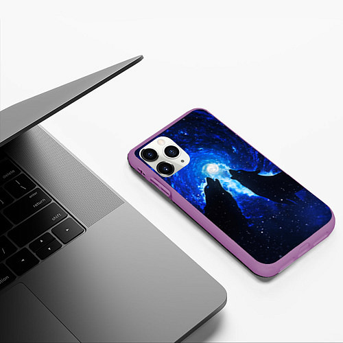 Чехол iPhone 11 Pro матовый ВОЛКИ D / 3D-Фиолетовый – фото 3