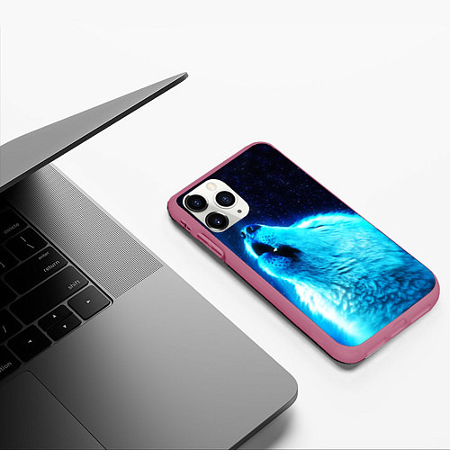 Чехол iPhone 11 Pro матовый ВОЛЧИЙ ВОЙ D / 3D-Малиновый – фото 3