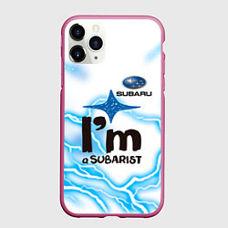 Чехол iPhone 11 Pro матовый SUBARU, цвет: 3D-малиновый