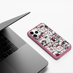 Чехол iPhone 11 Pro матовый HELLTAKER, цвет: 3D-малиновый — фото 2
