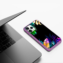 Чехол iPhone 11 Pro матовый Тропическая Ночь, цвет: 3D-фиолетовый — фото 2