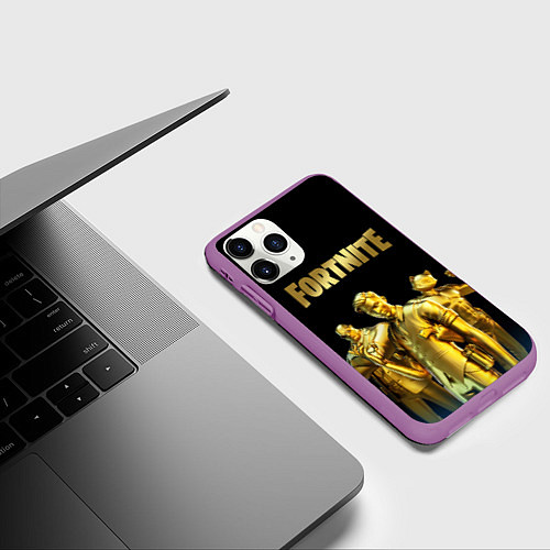 Чехол iPhone 11 Pro матовый FORTNITE GOLD SQUAD / 3D-Фиолетовый – фото 3