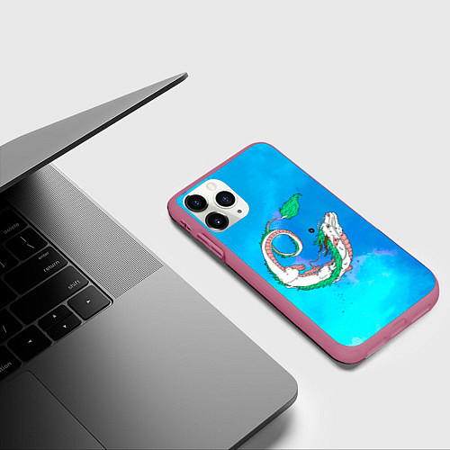 Чехол iPhone 11 Pro матовый Унесенные призраками Хаку / 3D-Малиновый – фото 3