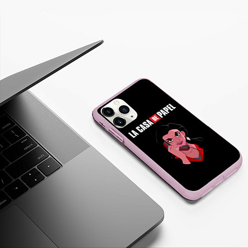 Чехол iPhone 11 Pro матовый БУМАЖНЫЙ ДОМ / 3D-Розовый – фото 3