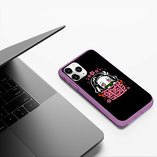 Чехол iPhone 11 Pro матовый KIMETSU NO YAIBA NEZUKO / 3D-Фиолетовый – фото 3