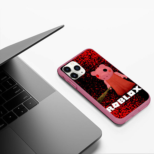 Чехол iPhone 11 Pro матовый Roblox Piggy / 3D-Малиновый – фото 3