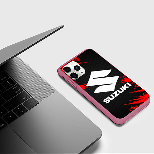 Чехол iPhone 11 Pro матовый SUZUKI / 3D-Малиновый – фото 3