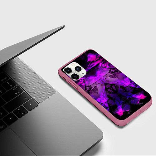 Чехол iPhone 11 Pro матовый Абстракция,пришелиц,космос,100 / 3D-Малиновый – фото 3