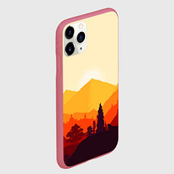 Чехол iPhone 11 Pro матовый Горы закат пейзаж лиса арт, цвет: 3D-малиновый — фото 2