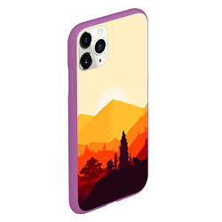 Чехол iPhone 11 Pro матовый Горы закат пейзаж лиса арт, цвет: 3D-фиолетовый — фото 2
