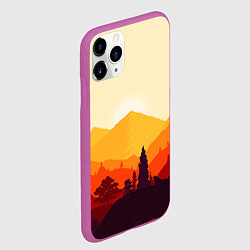 Чехол iPhone 11 Pro матовый Горы закат пейзаж лиса арт, цвет: 3D-фиолетовый — фото 2