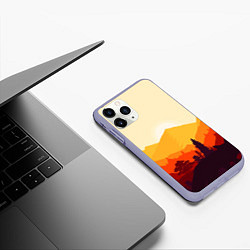 Чехол iPhone 11 Pro матовый Горы закат пейзаж лиса арт, цвет: 3D-светло-сиреневый — фото 2