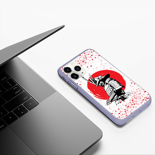 Чехол iPhone 11 Pro матовый Самурай в каплях крови Z / 3D-Светло-сиреневый – фото 3