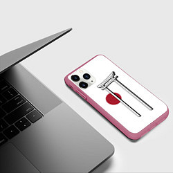 Чехол iPhone 11 Pro матовый Япония Тории Z, цвет: 3D-малиновый — фото 2