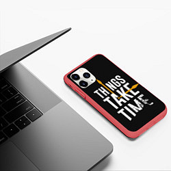 Чехол iPhone 11 Pro матовый Всё требует времени Z, цвет: 3D-красный — фото 2
