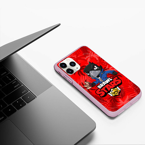 Чехол iPhone 11 Pro матовый BRAWL STARS CROW ВОРОН / 3D-Розовый – фото 3