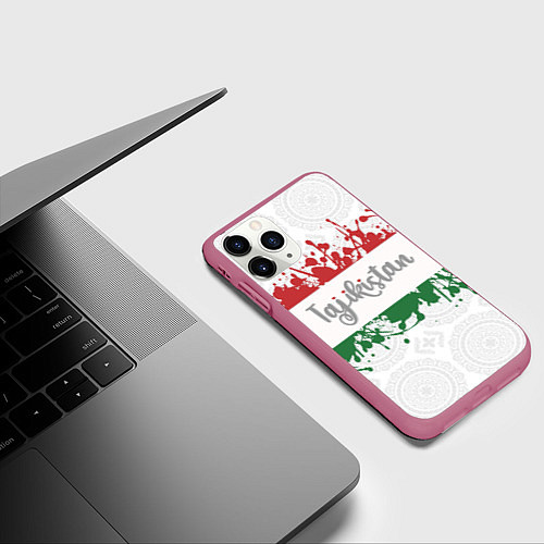 Чехол iPhone 11 Pro матовый Таджикистан / 3D-Малиновый – фото 3
