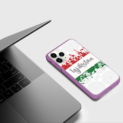 Чехол iPhone 11 Pro матовый Таджикистан / 3D-Фиолетовый – фото 3