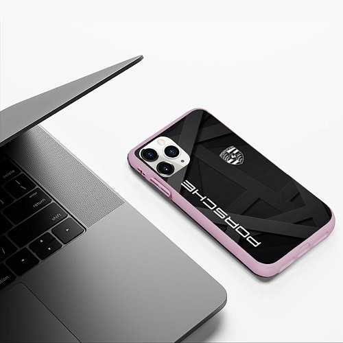 Чехол iPhone 11 Pro матовый PORSCHE / 3D-Розовый – фото 3