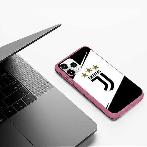 Чехол iPhone 11 Pro матовый JUVENTUS / 3D-Малиновый – фото 3