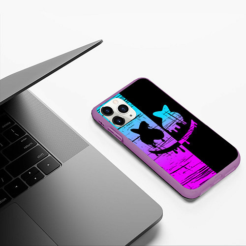 Чехол iPhone 11 Pro матовый FORTNITE MARSHMELLO / 3D-Фиолетовый – фото 3