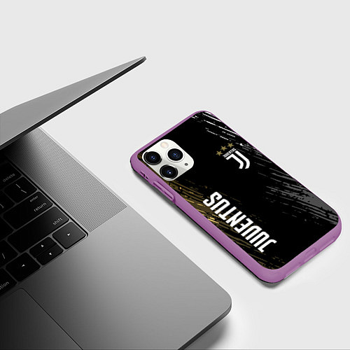 Чехол iPhone 11 Pro матовый JUVENTUS / 3D-Фиолетовый – фото 3