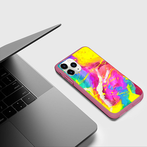 Чехол iPhone 11 Pro матовый ТИ-ДАЙ / 3D-Малиновый – фото 3
