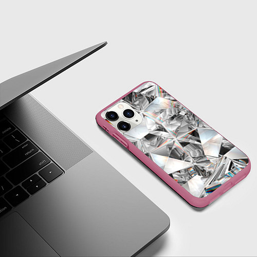Чехол iPhone 11 Pro матовый Зеркальный калейдоскоп / 3D-Малиновый – фото 3