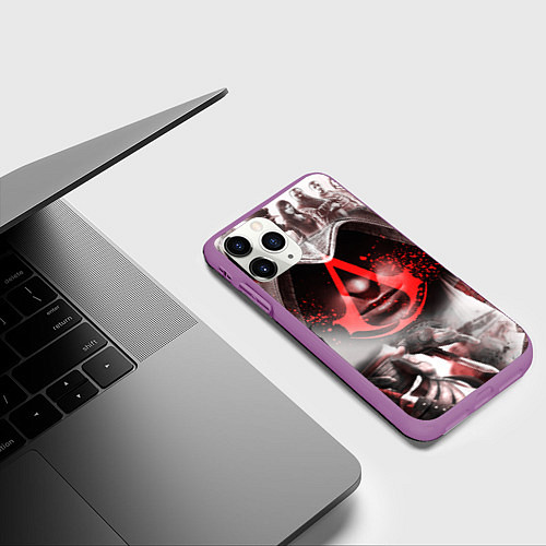 Чехол iPhone 11 Pro матовый ASSASSINS CREED / 3D-Фиолетовый – фото 3