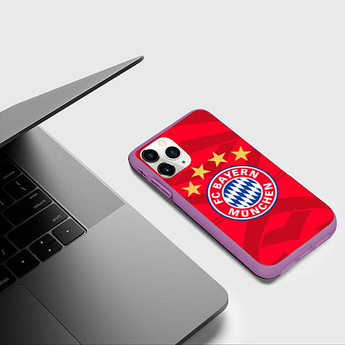 Чехол iPhone 11 Pro матовый BAYERN MUNCHEN / 3D-Фиолетовый – фото 3