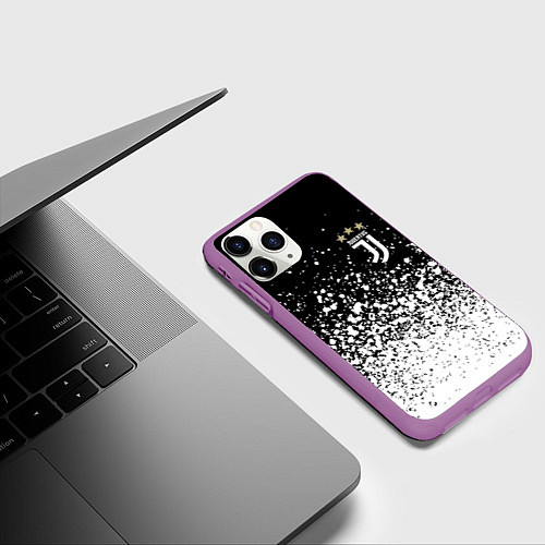 Чехол iPhone 11 Pro матовый JUVENTUS / 3D-Фиолетовый – фото 3