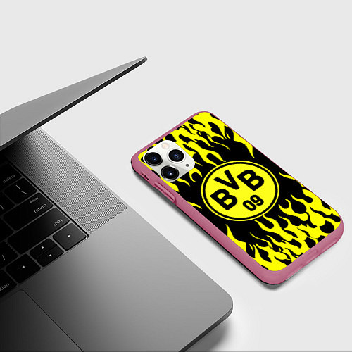 Чехол iPhone 11 Pro матовый BORUSSIA / 3D-Малиновый – фото 3