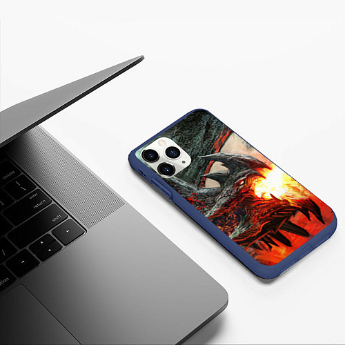 Чехол iPhone 11 Pro матовый Дракон Z / 3D-Тёмно-синий – фото 3