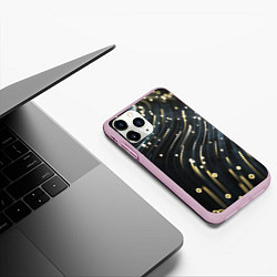 Чехол iPhone 11 Pro матовый Абстракция искры полосы боке, цвет: 3D-розовый — фото 2