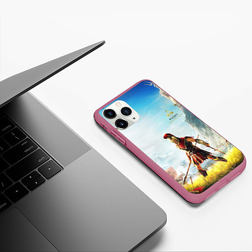 Чехол iPhone 11 Pro матовый AssassinS Creed Origins odyssey / 3D-Малиновый – фото 3