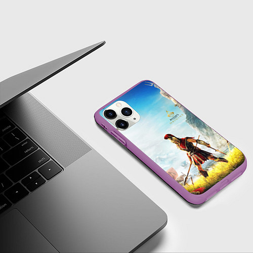 Чехол iPhone 11 Pro матовый AssassinS Creed Origins odyssey / 3D-Фиолетовый – фото 3