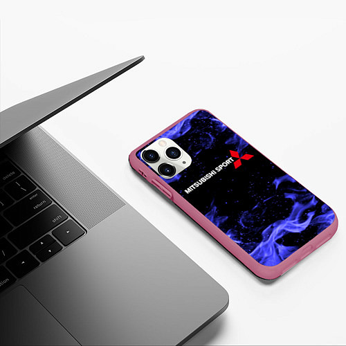 Чехол iPhone 11 Pro матовый MITSUBISHI / 3D-Малиновый – фото 3