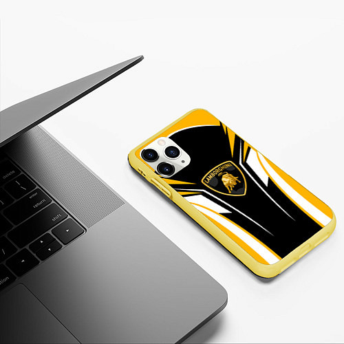 Чехол iPhone 11 Pro матовый Ламборгини Форма / 3D-Желтый – фото 3