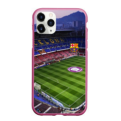 Чехол iPhone 11 Pro матовый FC BARCELONA, цвет: 3D-малиновый