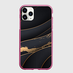 Чехол iPhone 11 Pro матовый Black gold, цвет: 3D-малиновый